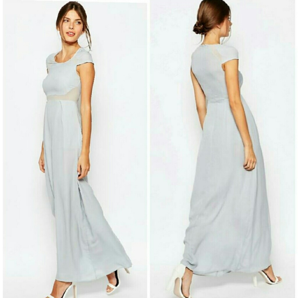 🔥ASOS Jarlo Danika Silver Cutout Maxi Dress🔥